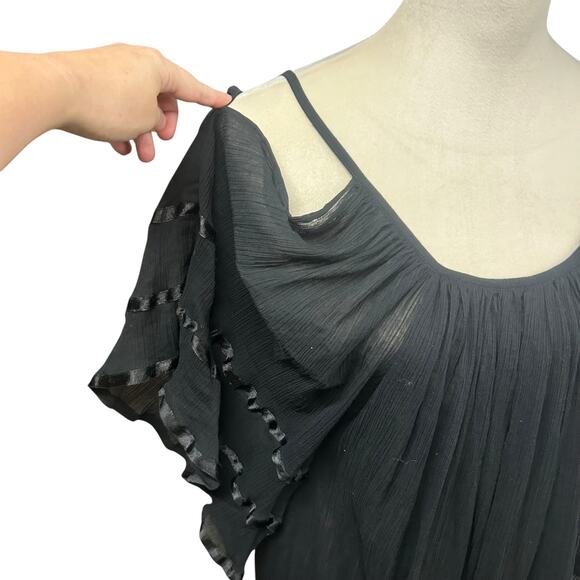 Dark Feminine Black Sheer Tunic Top‎ Whimsigoth Romantic Layered Mini Dress S - Picture 3 of 7